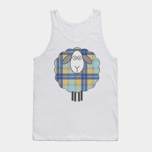 Scottish Blue and Yellow Tartan Patterned Sheep Tank Top